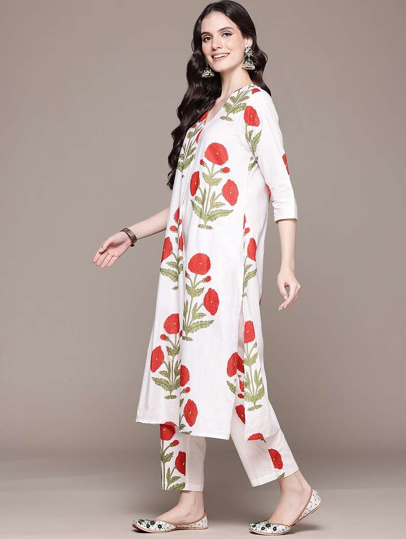 white cotton kurta palazzo  set - 22058120 -  Standard Image - 2