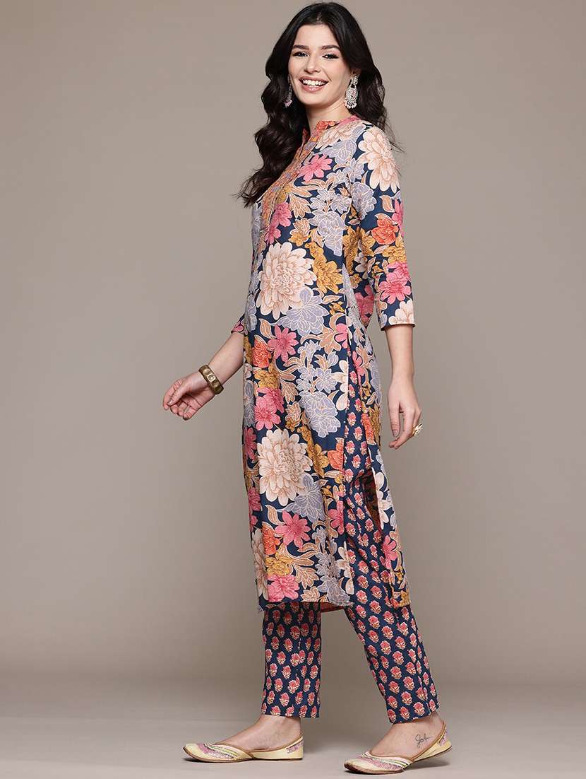 multi colored cotton suit  set - 22058125 -  Standard Image - 2