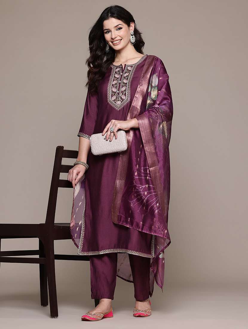 purple viscose suit  set