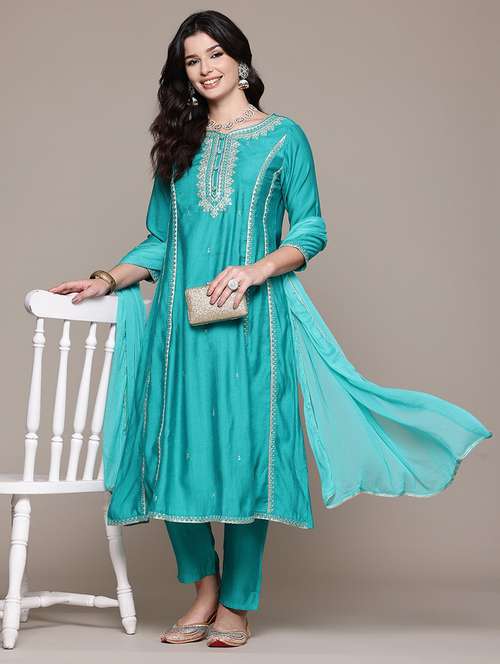 turquoise viscose suit  set - 22058127 -  Standard Image - 0
