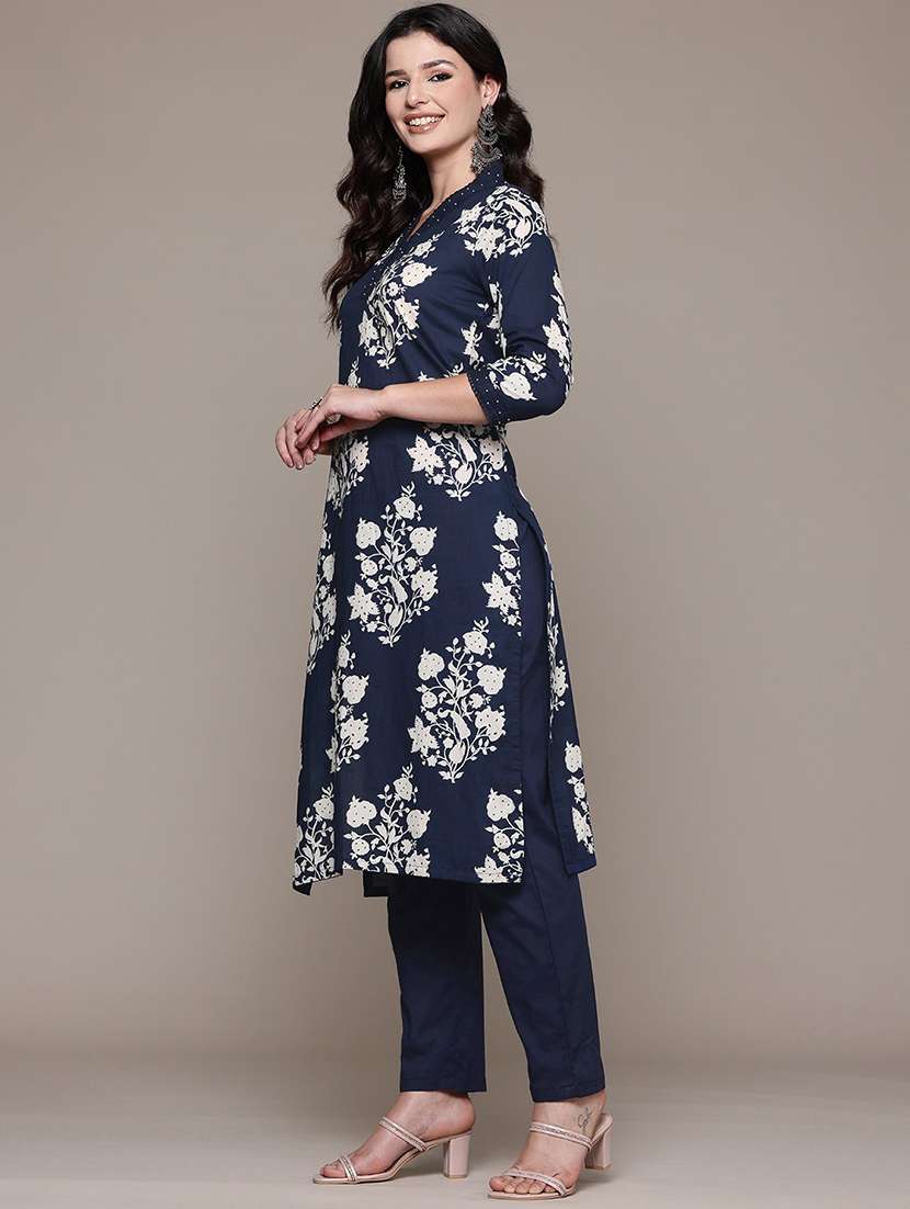 blue cotton suit set - 22058132 - Standard Image - 2