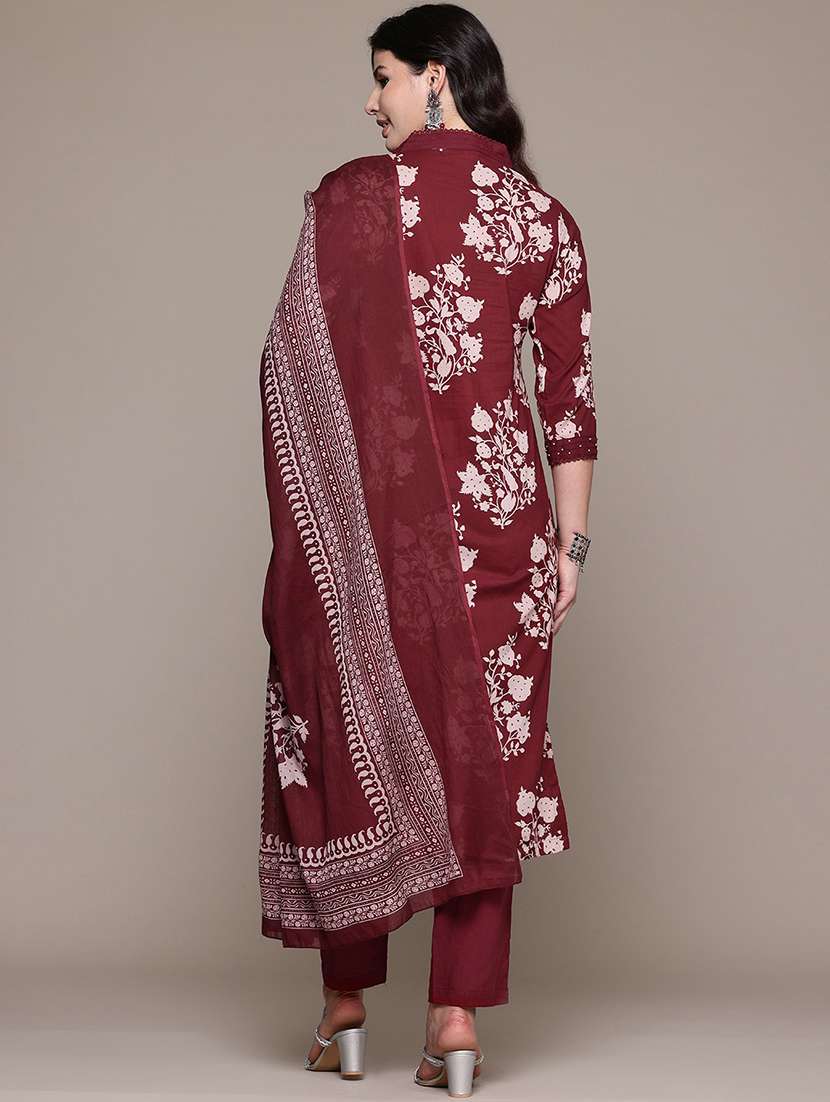 maroon cotton suit  set - 22058133 -  Standard Image - 2