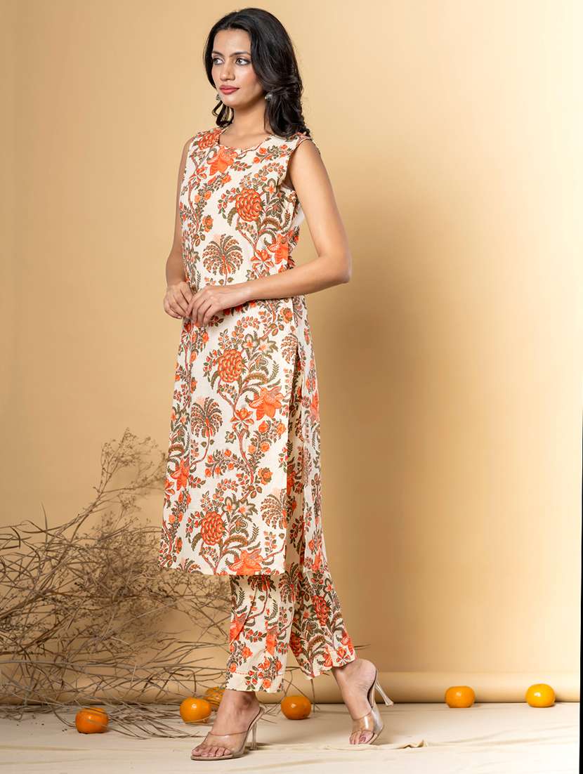 peach cotton kurta palazzo  set - 22058161 -  Standard Image - 2