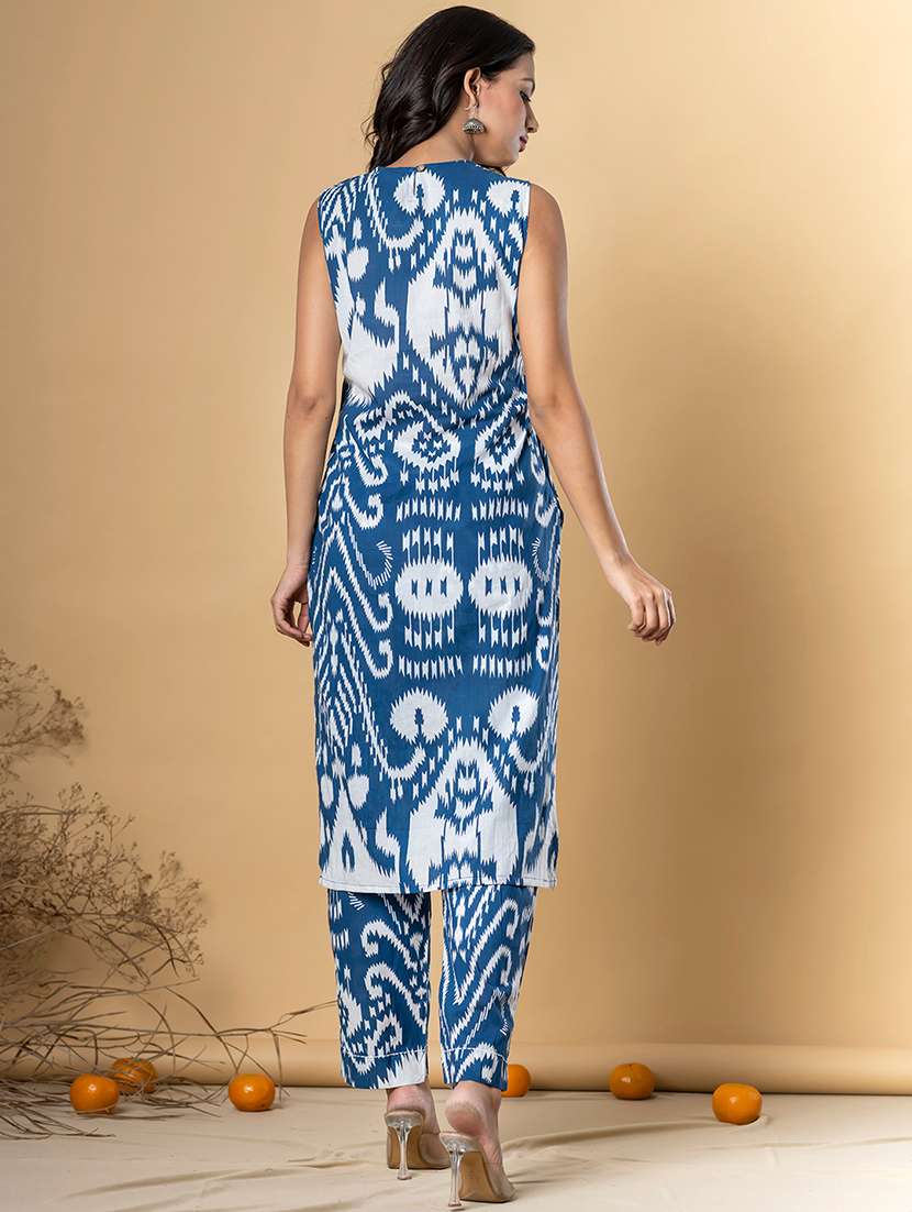women printed sleeveless kurta and pant set - 22058164 -  Standard Image - 2