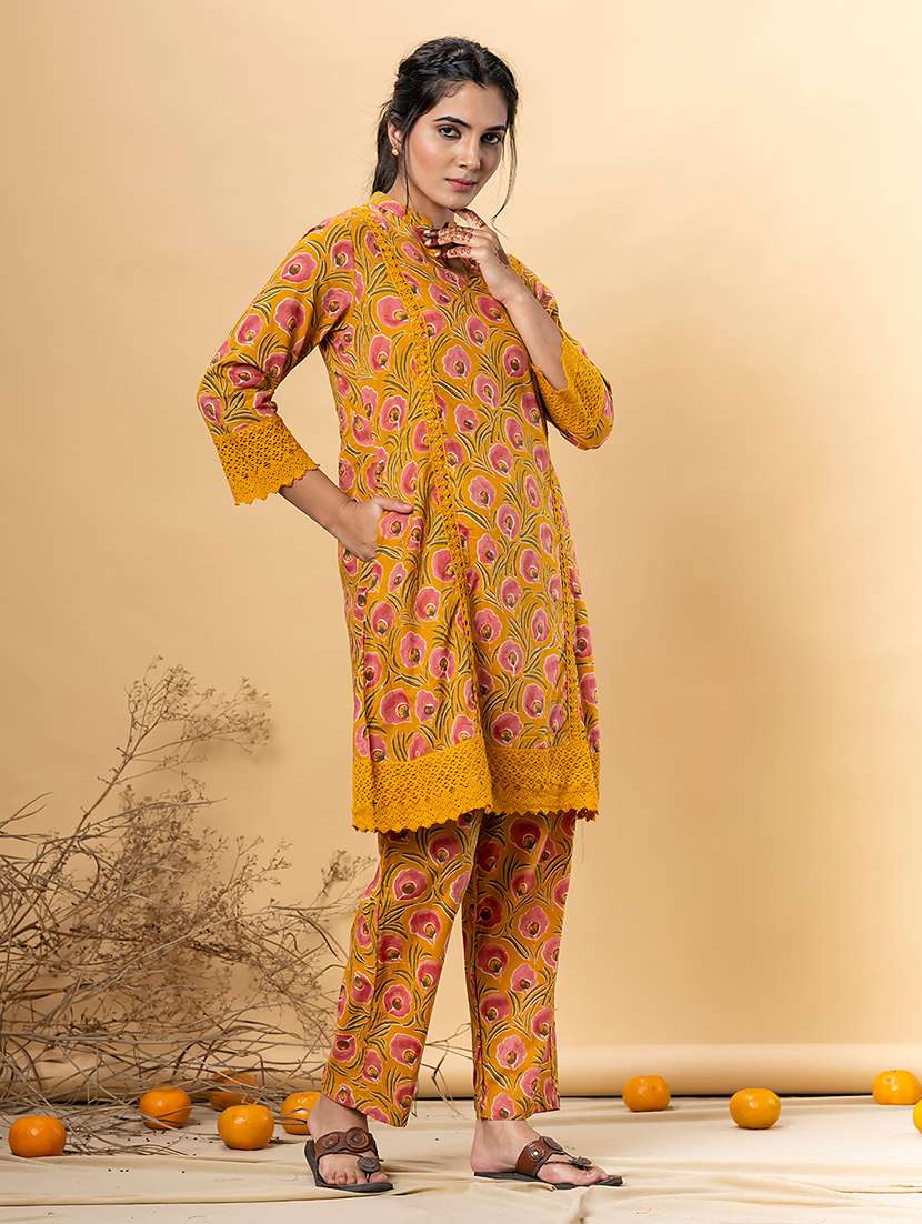yellow cotton kurta palazzo  set - 22058201 -  Standard Image - 2