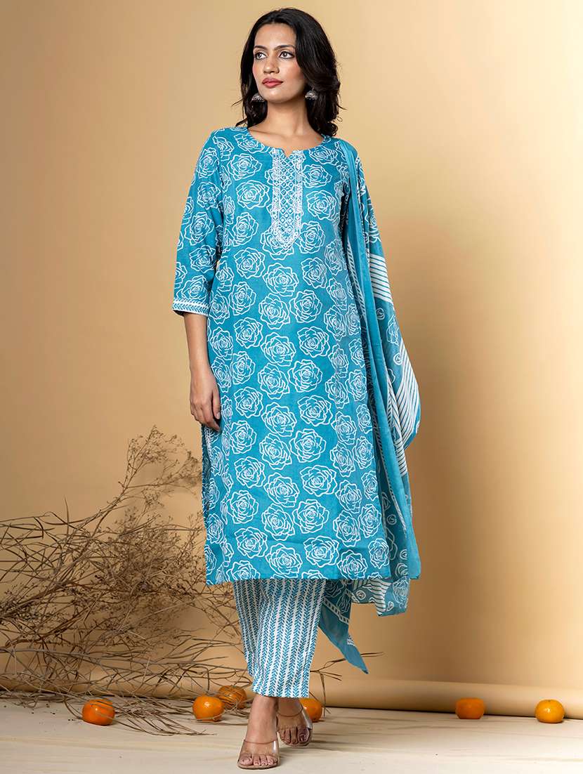 blue cotton blend suit  set - 22058259 -  Standard Image - 2