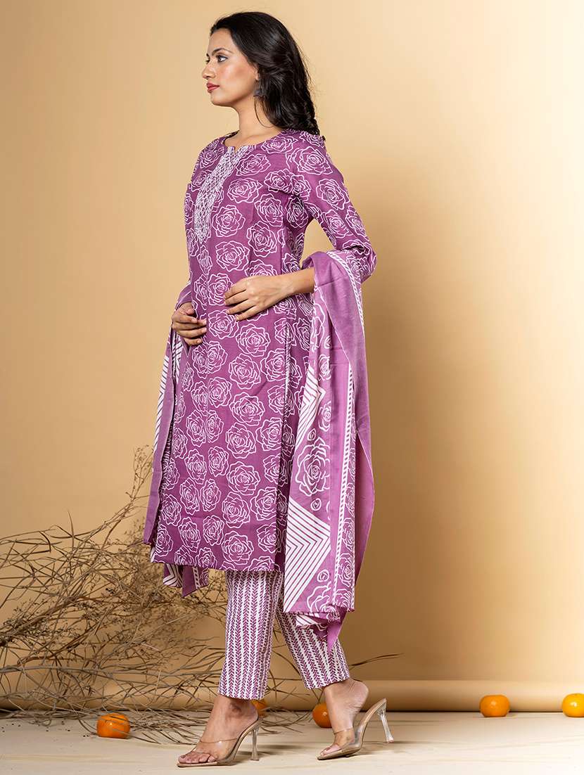 purple cotton blend suit set - 22058260 - Standard Image - 2