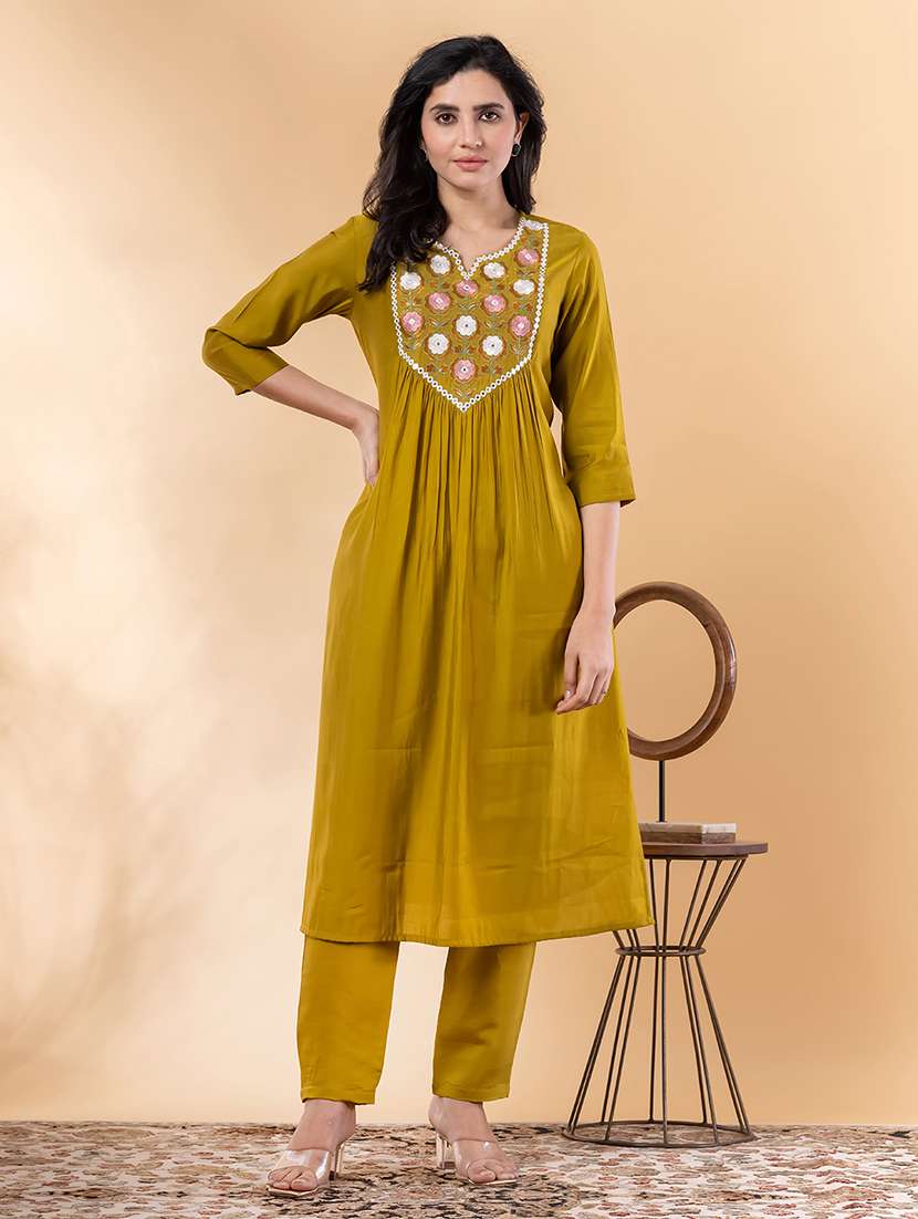 gold silk kurta palazzo  set - 22058285 -  Standard Image - 2