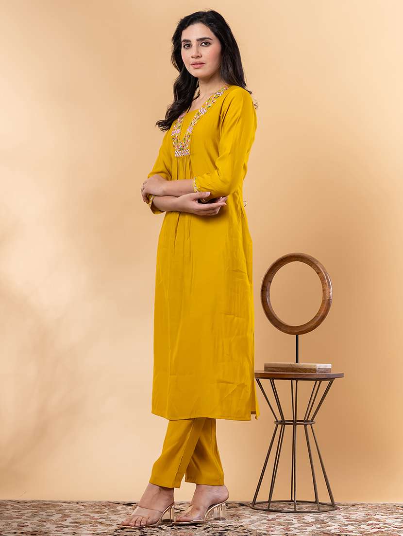 yellow silk kurta palazzo  set - 22058287 -  Standard Image - 2