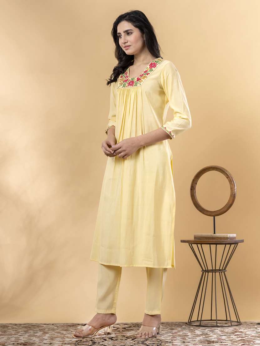yellow silk kurta palazzo  set - 22058291 -  Standard Image - 2