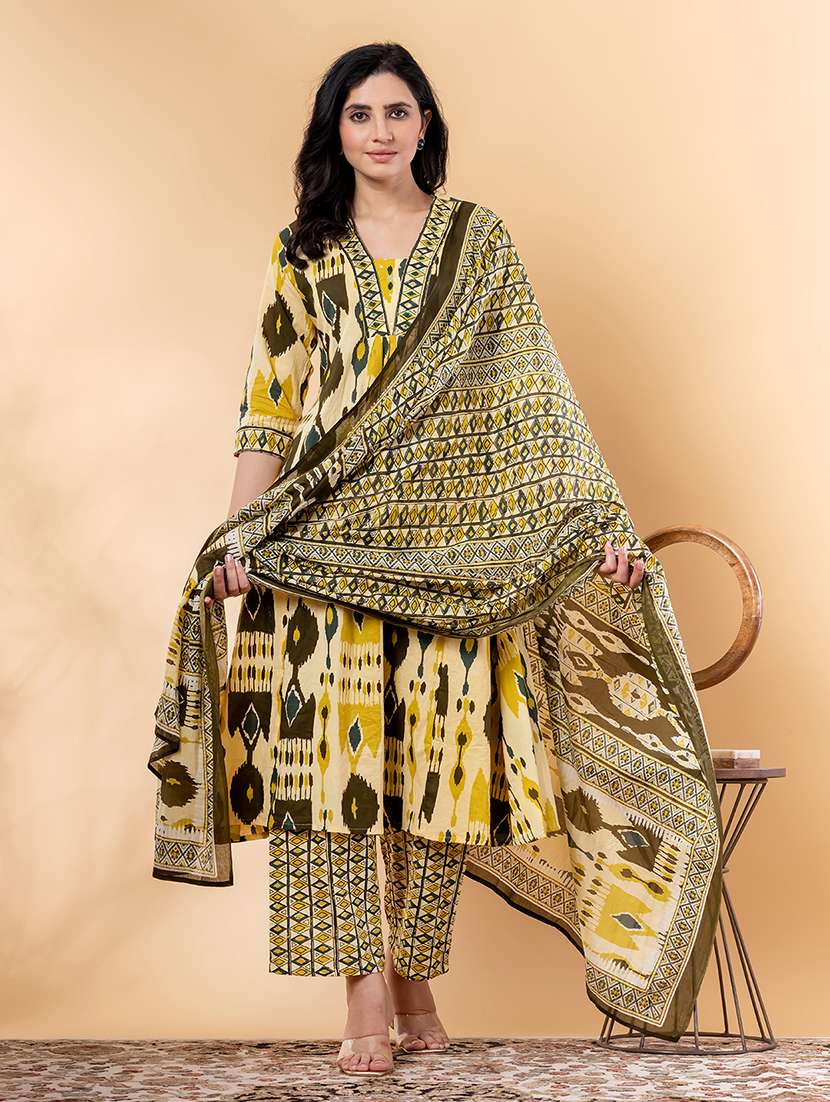 yellow cotton suit  set