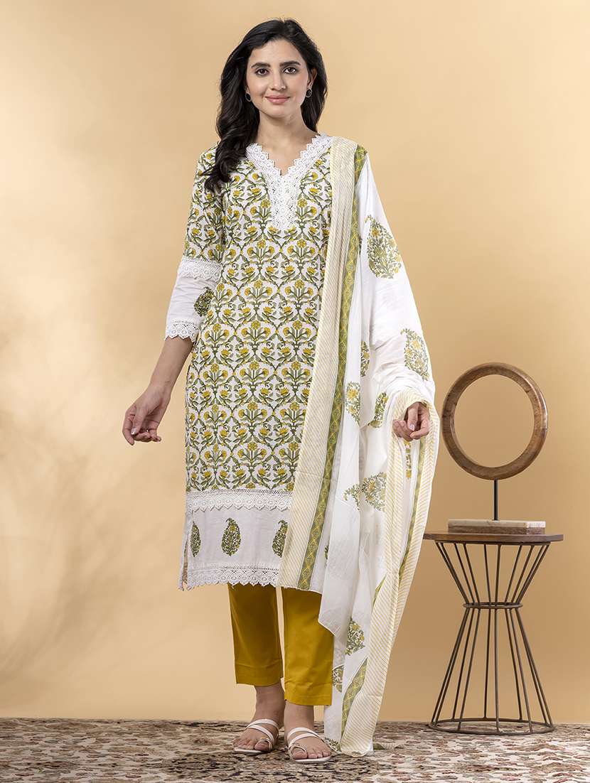yellow cotton suit  set
