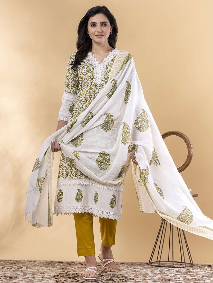 yellow cotton suit  set - 22058313 -  Standard Image - 2