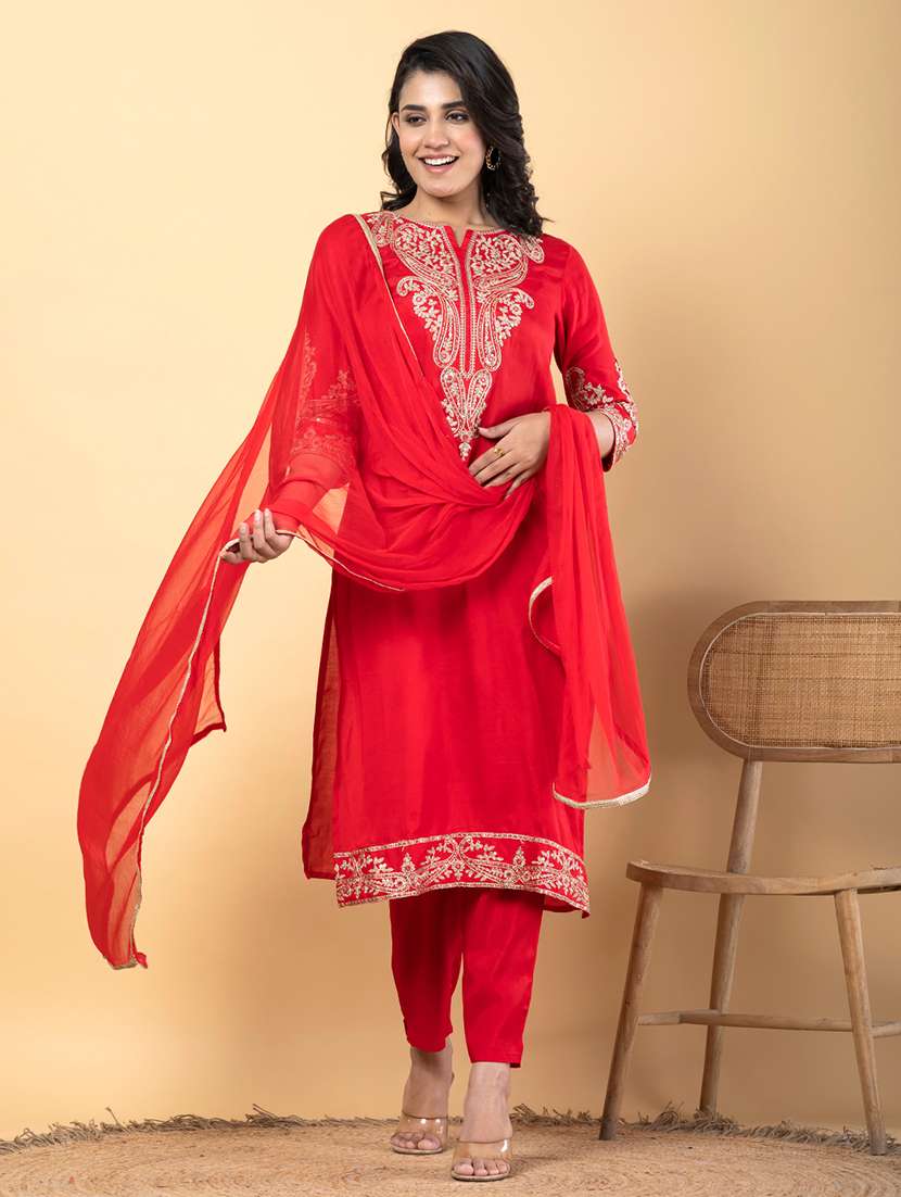 red silk suit  set - 22058325 -  Standard Image - 2