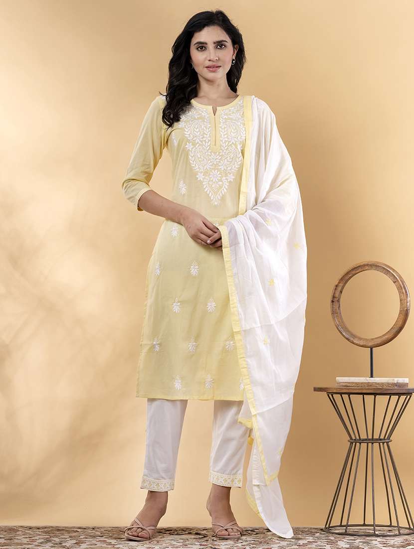yellow cotton suit  set