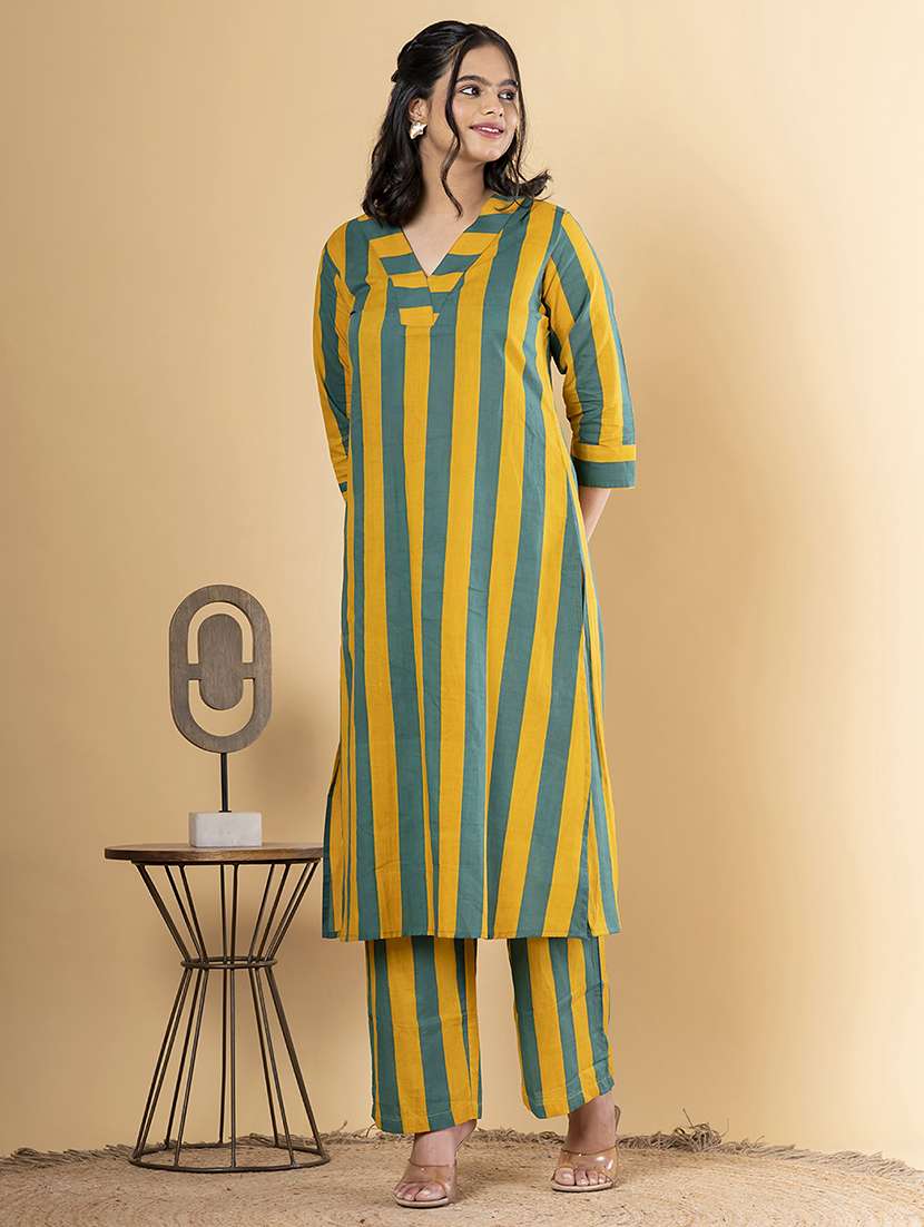 mustard cotton kurta palazzo  set - 22058351 -  Standard Image - 2