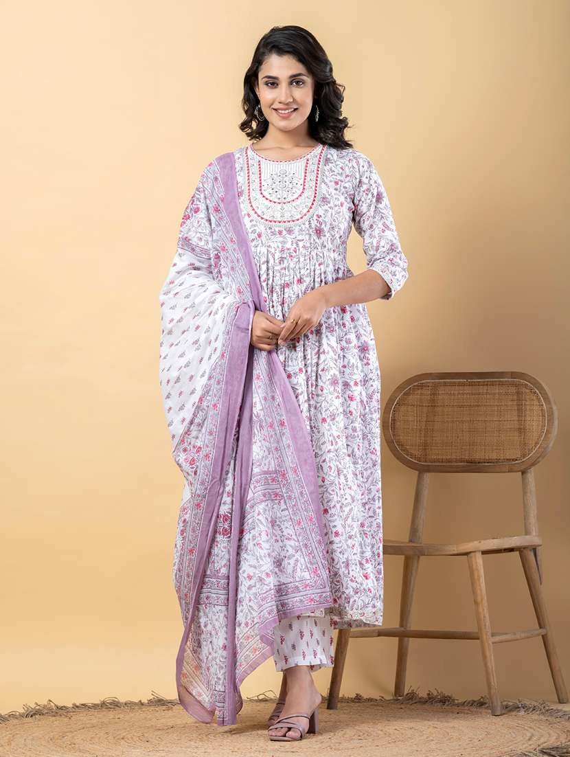 white cotton suit  set