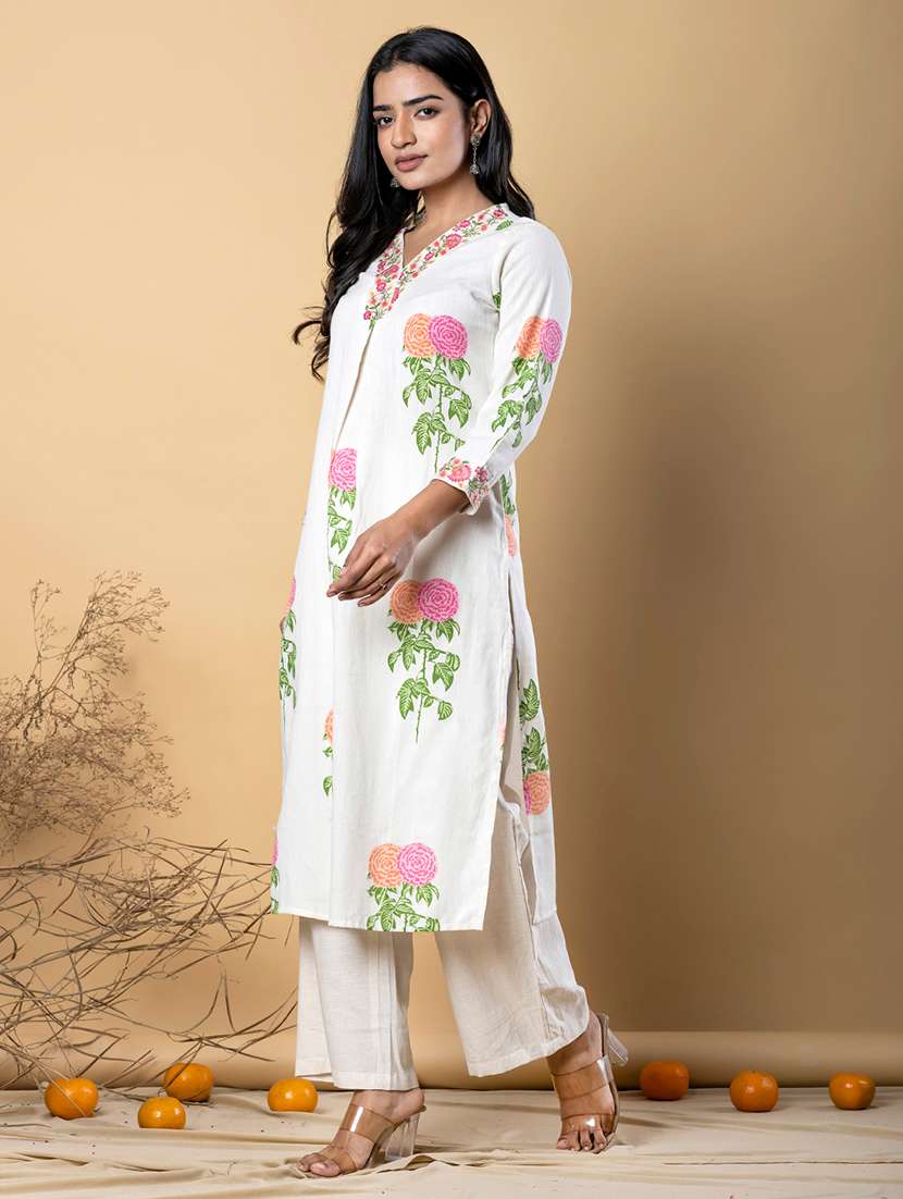 women three quarter sleeve kurta and palazzo set - 22058393 -  Standard Image - 2