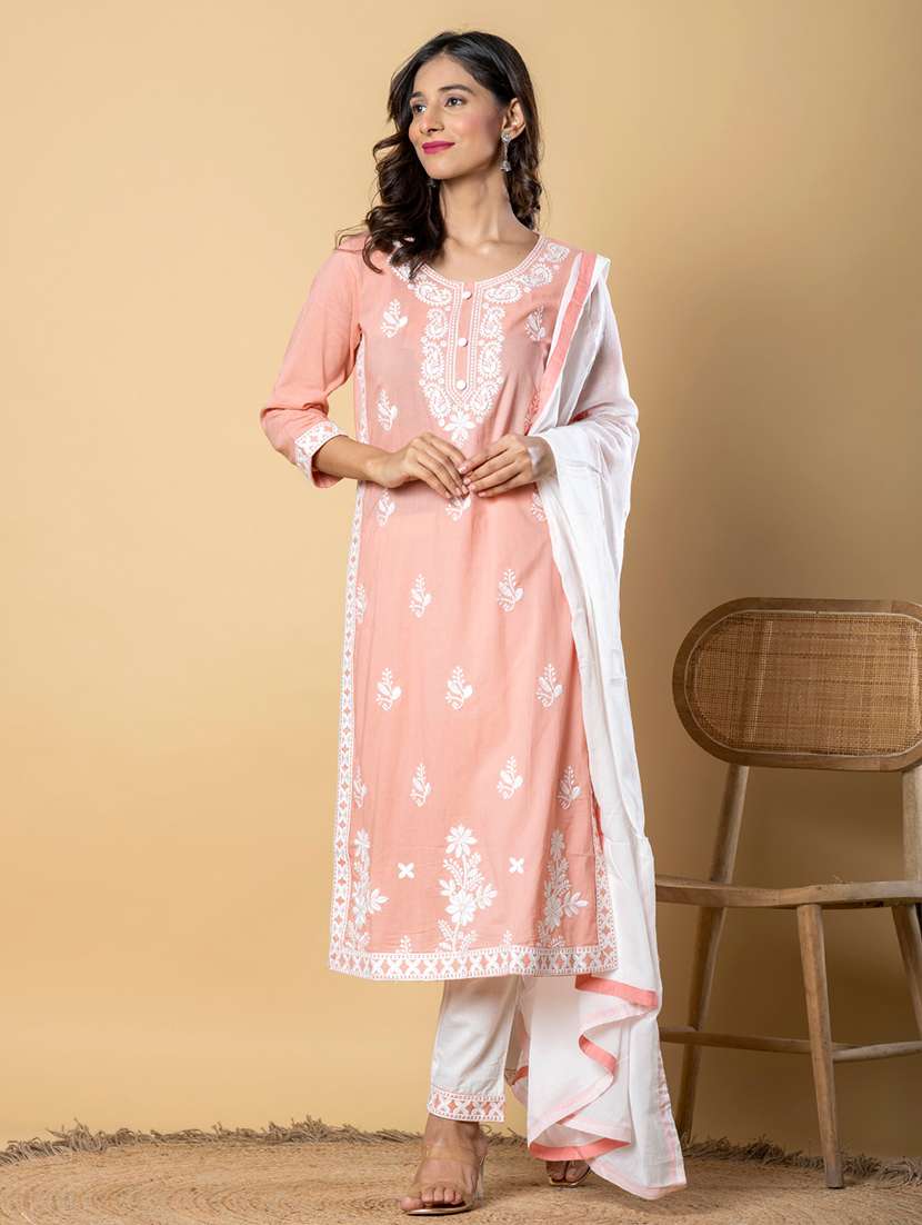 peach cotton suit set - 22058398 - Standard Image - 2