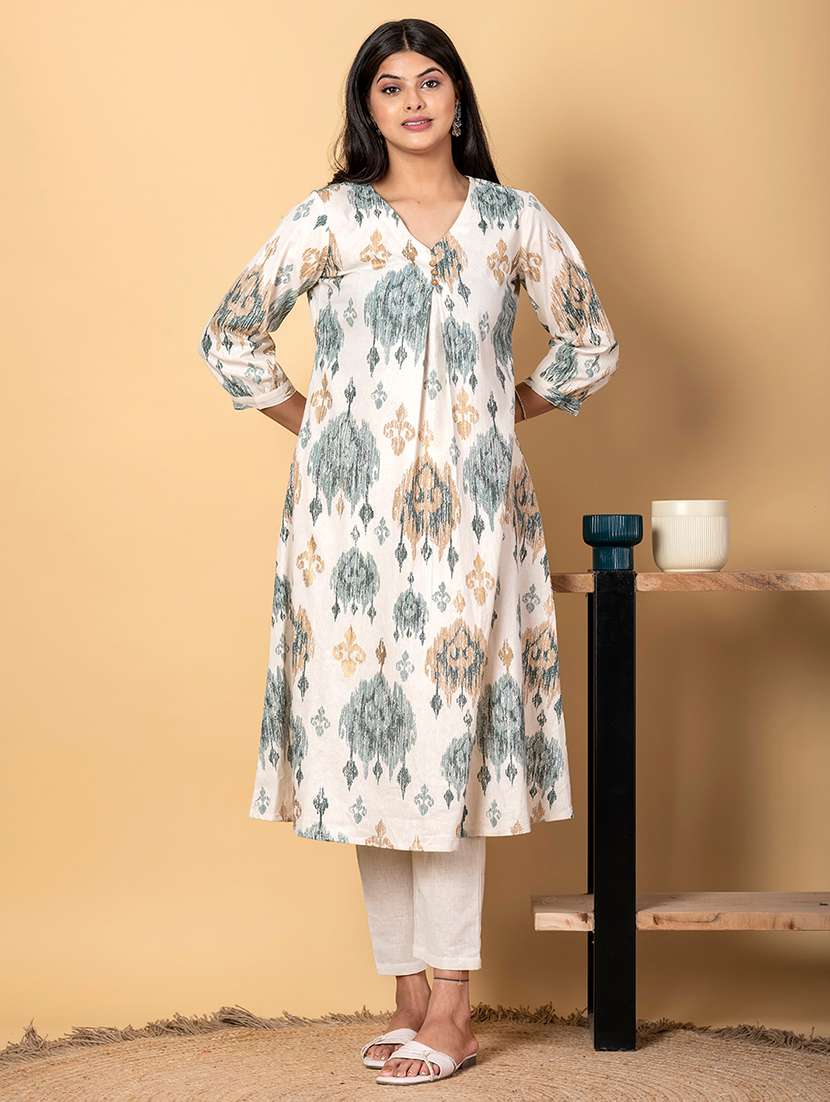 green cotton blend kurta pant  set - 22058427 -  Standard Image - 2