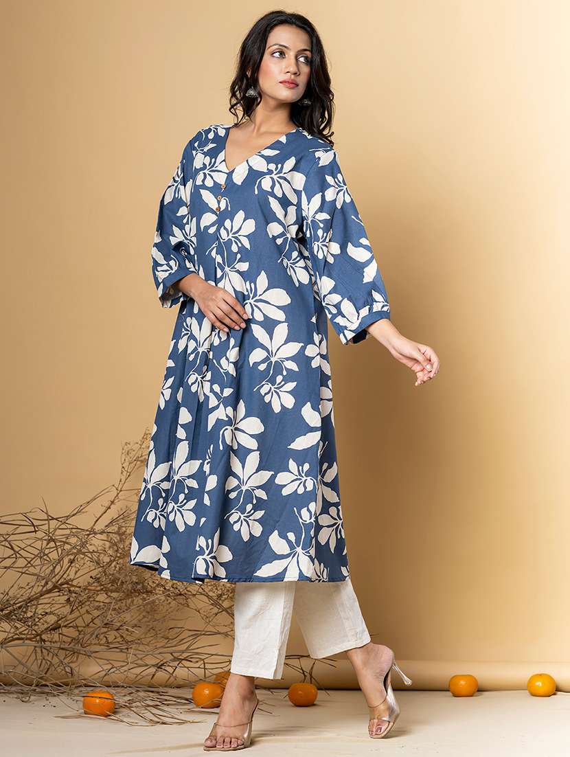 navy blue cotton blend kurta pant  set - 22058447 -  Standard Image - 2