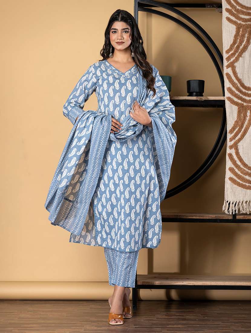 grey cotton suit  set - 22058480 -  Standard Image - 2