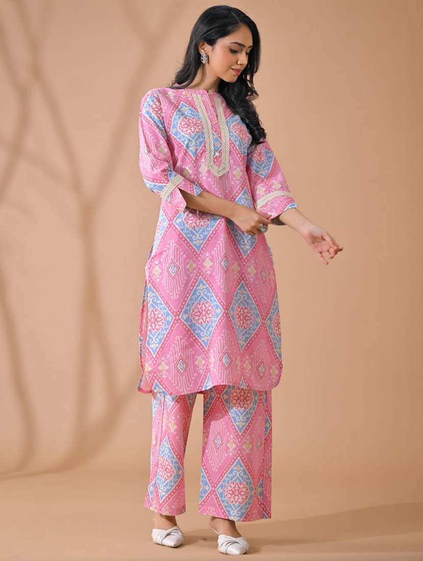 pink cotton blend suit  set - 22058487 -  Standard Image - 2
