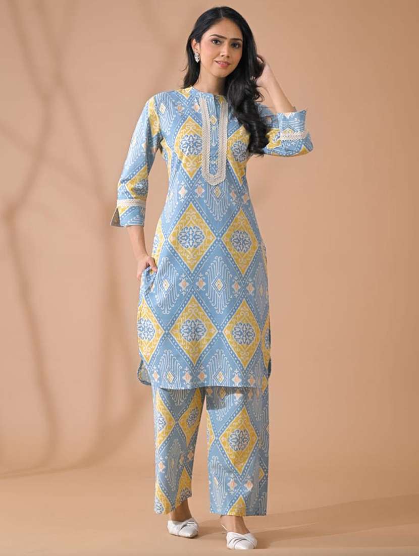 grey cotton blend suit  set - 22058489 -  Standard Image - 2