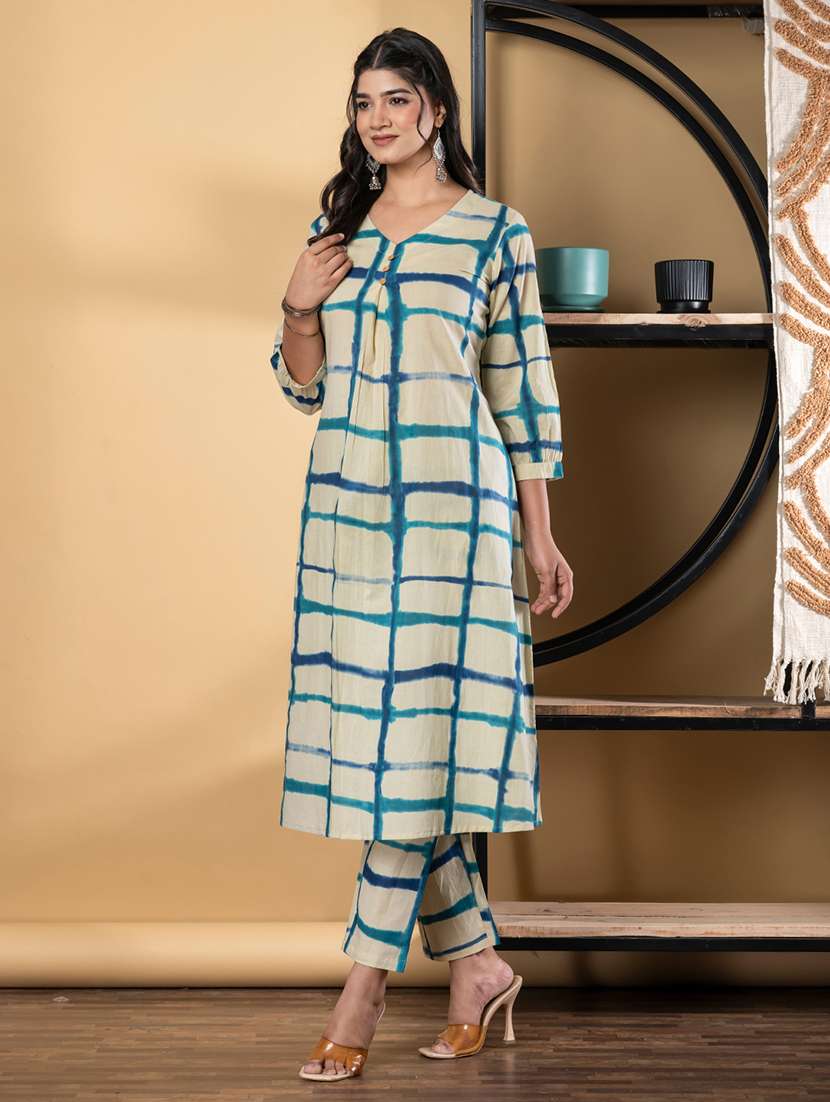 blue cotton suit  set - 22058501 -  Standard Image - 2