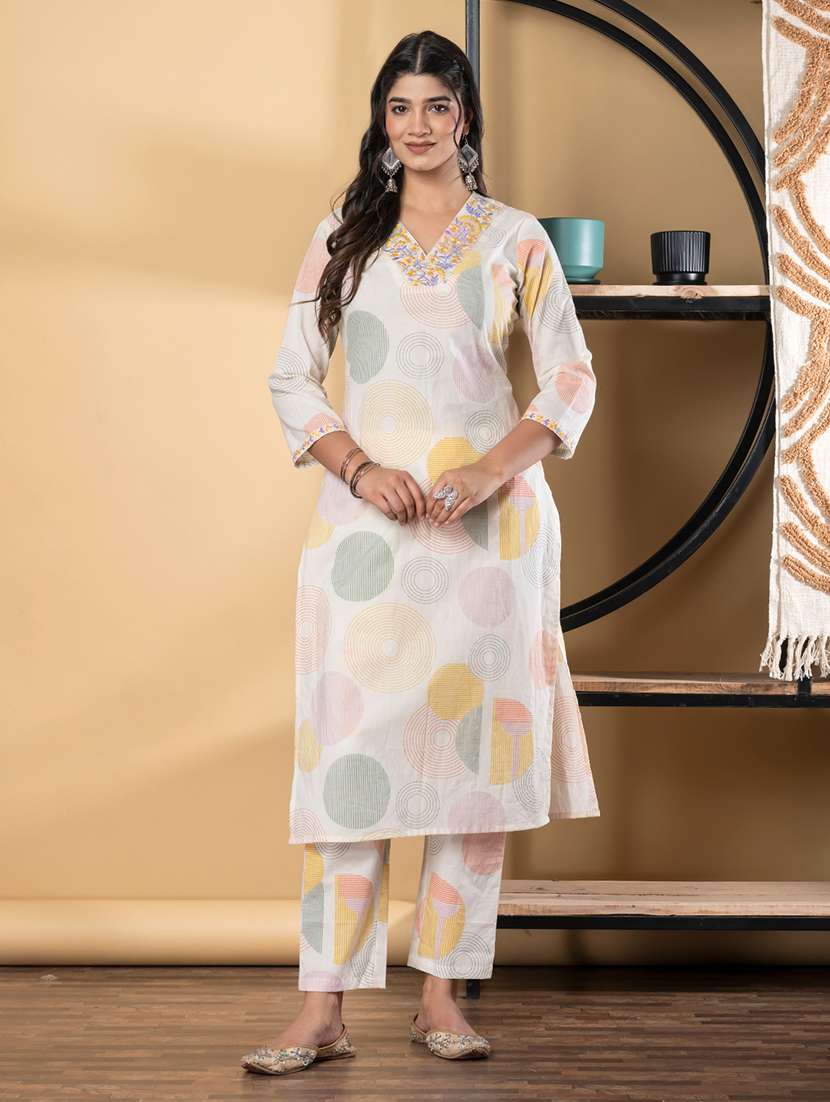 orange cotton suit  set