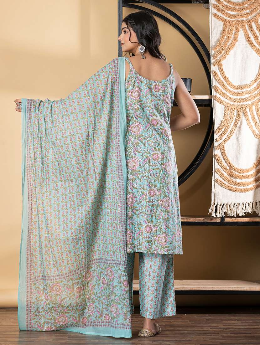 women shoulder strap kurta palazzo with dupatta set - 22058517 -  Standard Image - 2