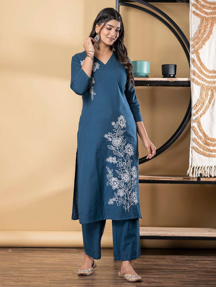 teal cotton suit  set - 22058518 -  Standard Image - 2