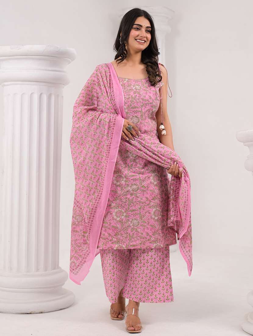 pink cotton suit  set - 22058522 -  Standard Image - 2