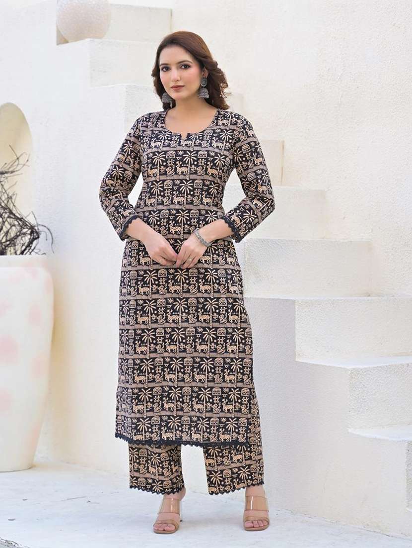 women long sleeve kurta and palazzo set
