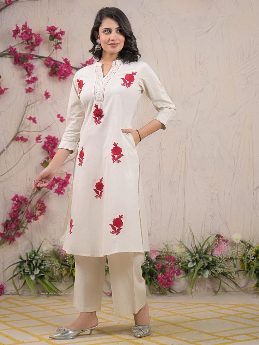 women three quarter sleeve kurta and palazzo set - 22058527 - Standard Image - 2