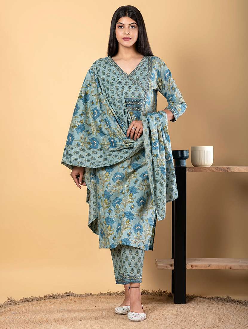 blue cotton suit  set