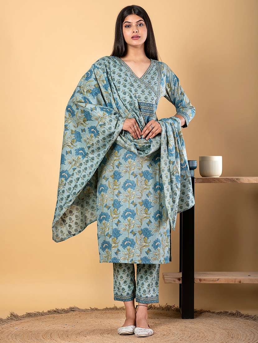 blue cotton suit  set - 22058533 -  Standard Image - 2