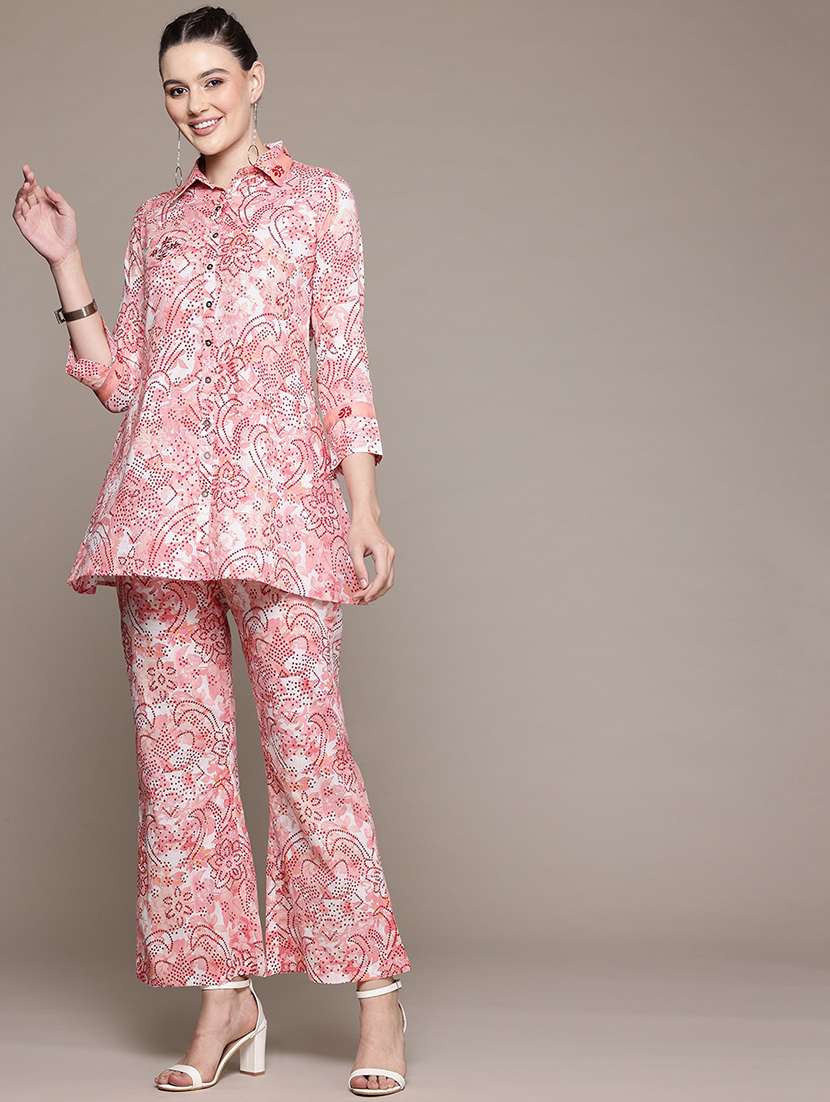 women floral print shirt and trouser co-ord set