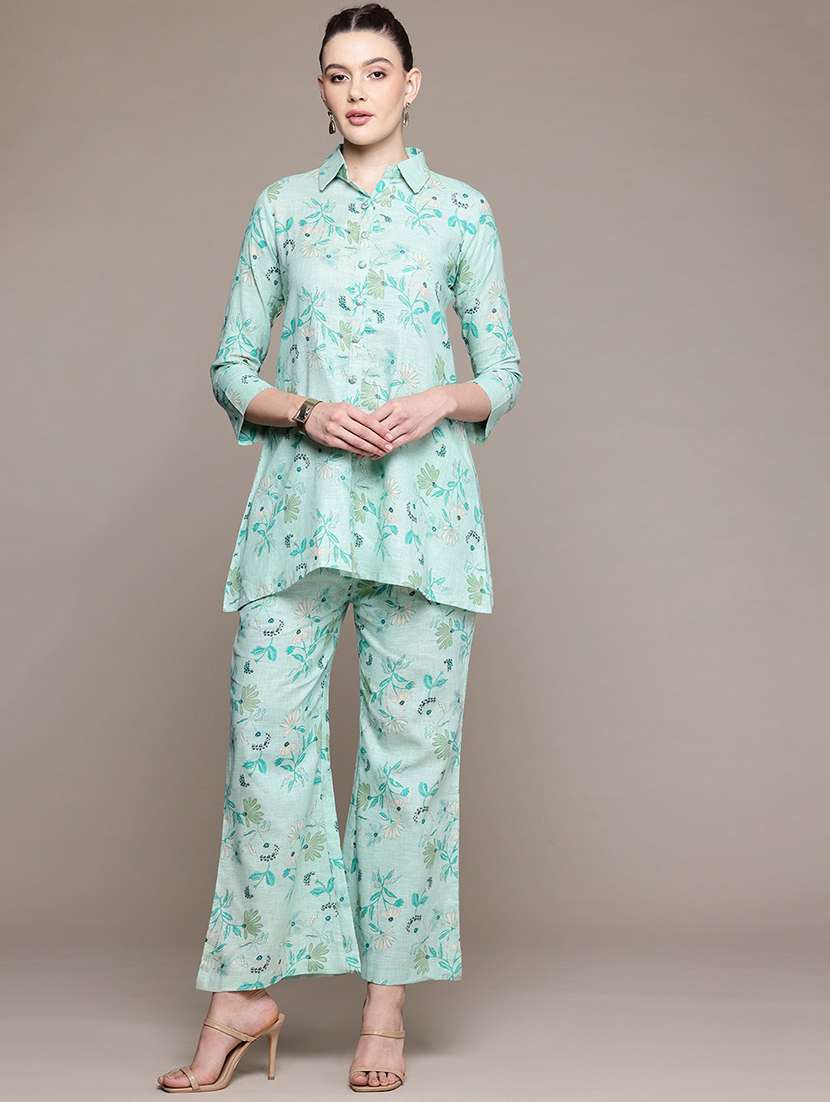 women floral print shirt and trouser co-ord set