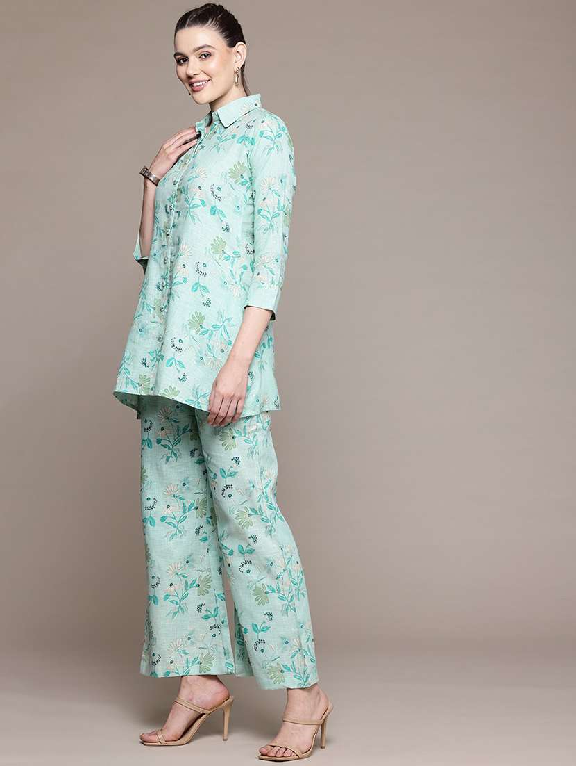 women floral print shirt and trouser co-ord set - 22058563 - Standard Image - 2