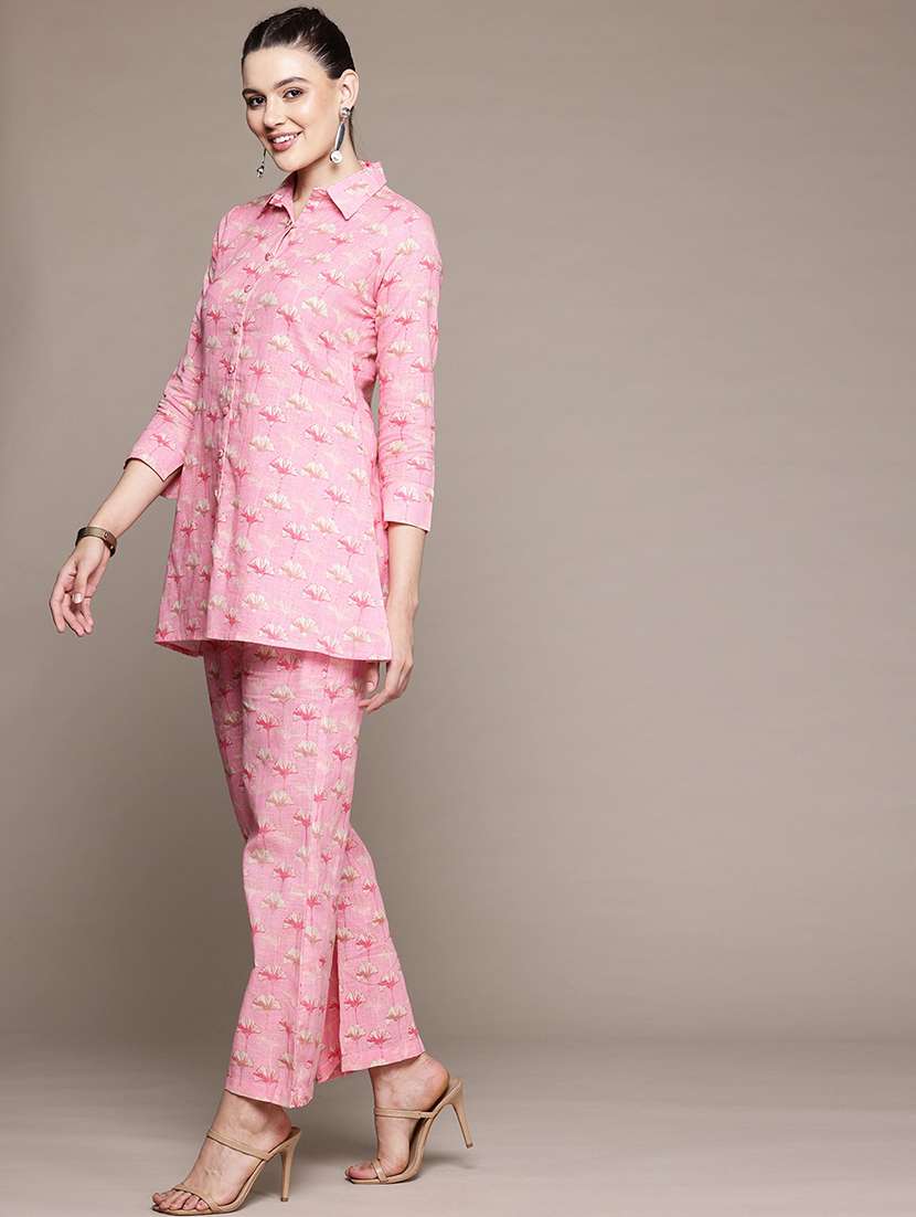 women floral print shirt and trouser co-ord set - 22058565 - Standard Image - 2