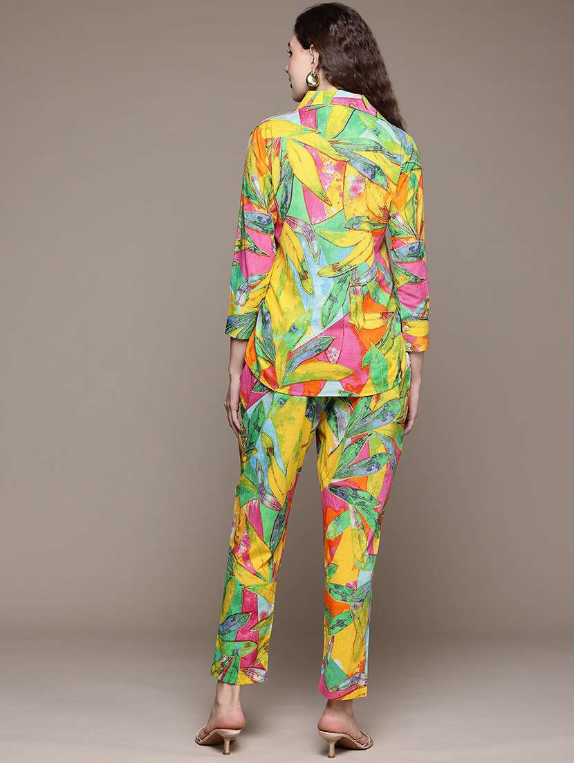 Women Pringted Shirt And Trouser Co Ord Set