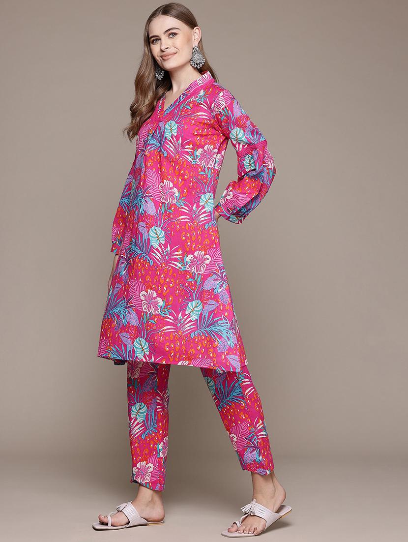 women printed long sleeve ethnic co-ord set - 22058579 - Standard Image - 2
