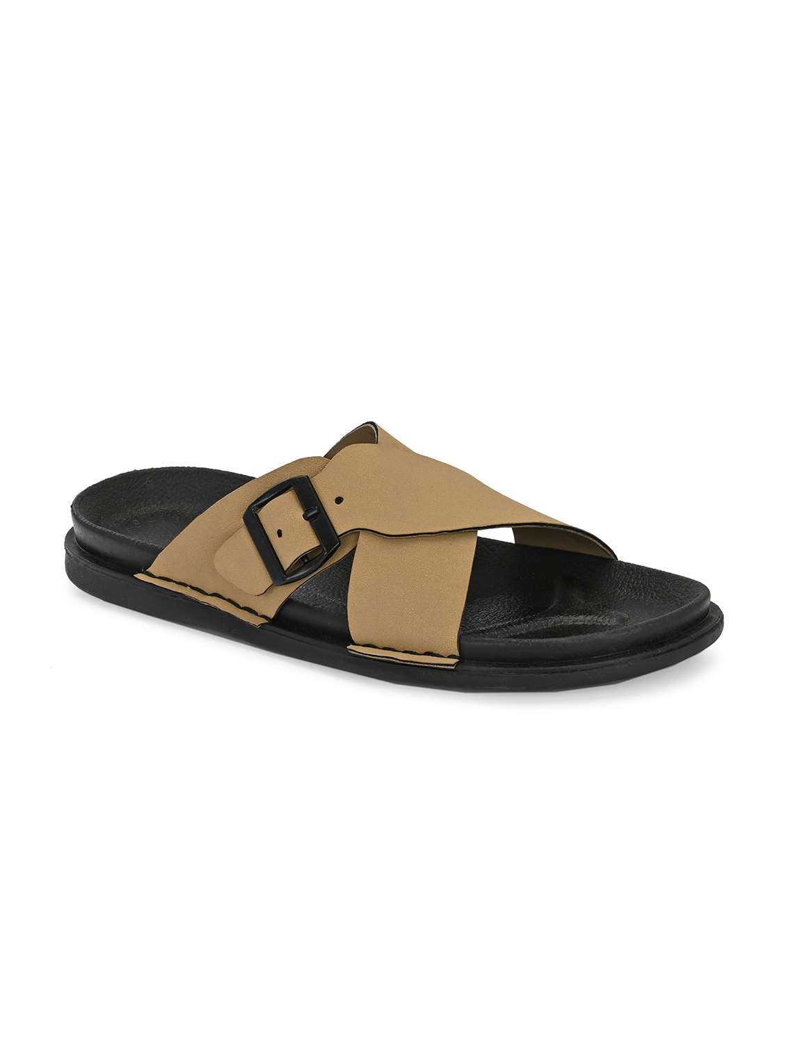 men beige solid slip on sandal - 22058616 - Standard Image - 2