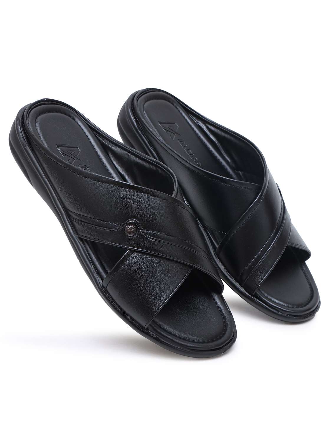 men black slip on sandal - 22058622 - Standard Image - 2