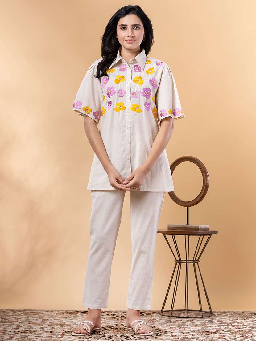 off white cotton blend coord set