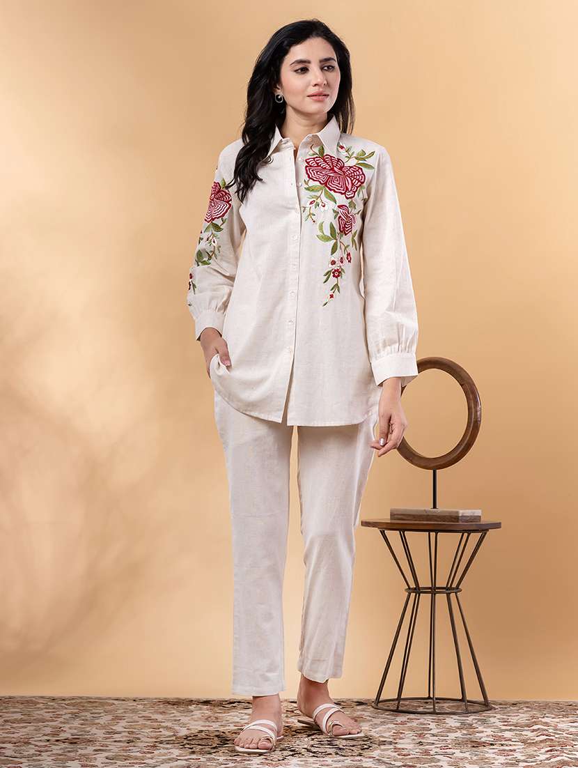 women three quarter sleeve regular fit ethnic co-ord set