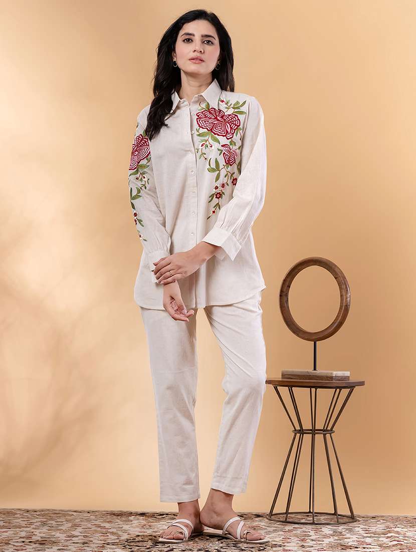 women three quarter sleeve regular fit ethnic co-ord set - 22058649 -  Standard Image - 2