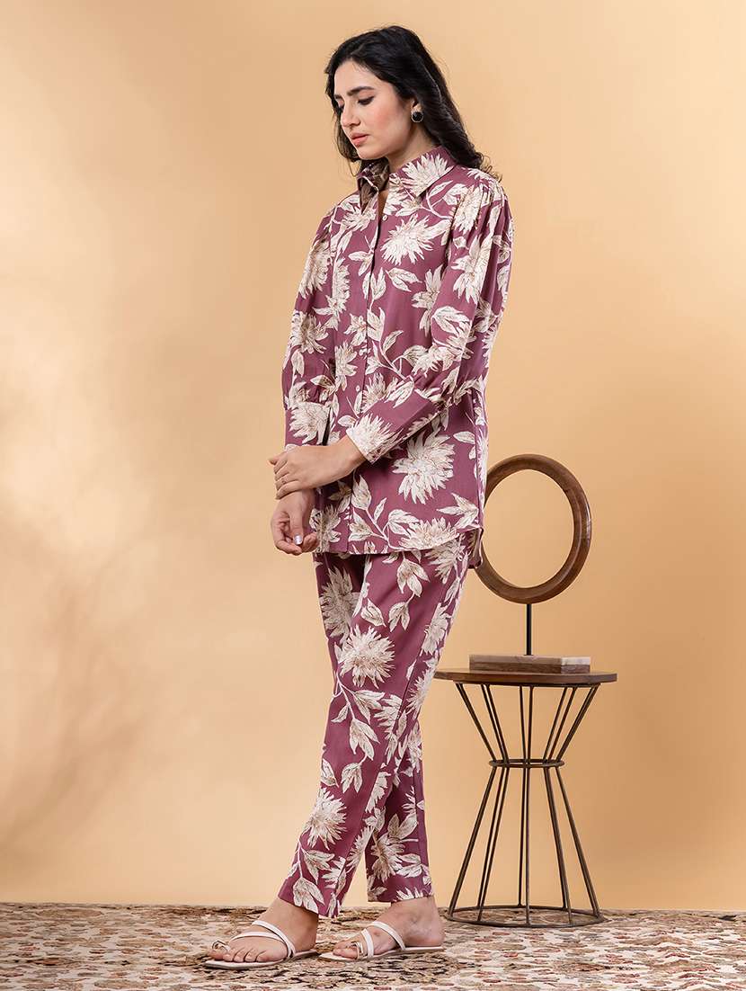 women floral long sleeve regular fit ethnic co-ord set - 22058651 - Standard Image - 2