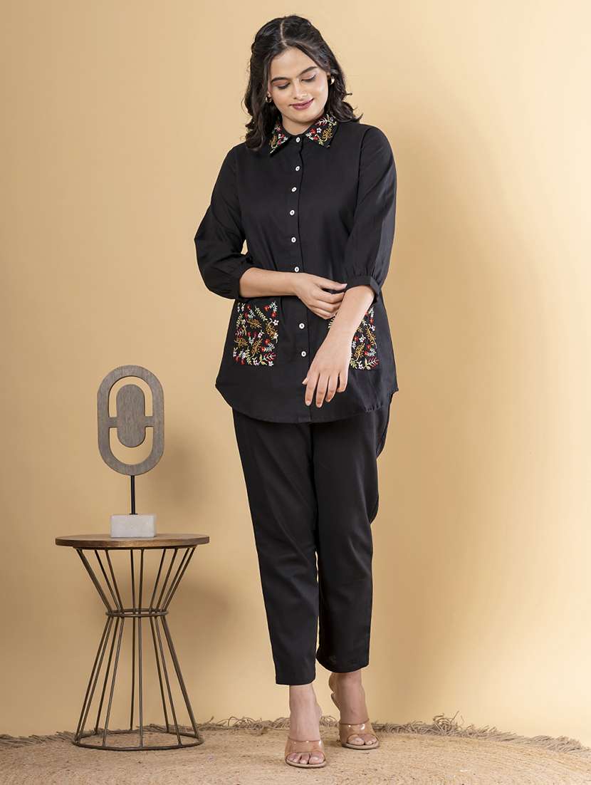 women three quarter sleeve regular fit ethnic co-ord set - 22058656 -  Standard Image - 2